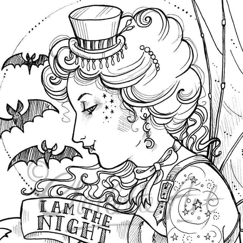 Adult Colouring Page. Steampunk Gothic Victorian Vampire - Etsy Australia