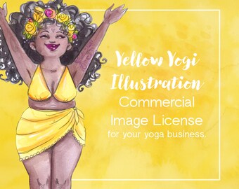 Yoga illustration for business card, website, yoga teacher, business use. Digital Download PNG - Commercial License - body positive clipart