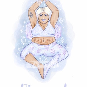 Birthstone for April Diamond Crystal Wall Art Print A4 size body positive, plus size yoga illustration. image 3