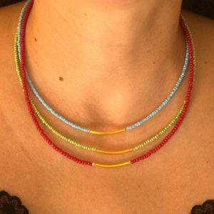 Womens Boho Layered Necklace • Trendy Beaded Necklace • Dainty Layered Necklace • Charm Necklace • 3 Strand Necklace • Gift for her