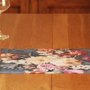 Blue Placemats Set of 4 || Floral Placemats with Tulips & White Flowers || Decor for Beach House || Coffee Table Decor || Gift for her