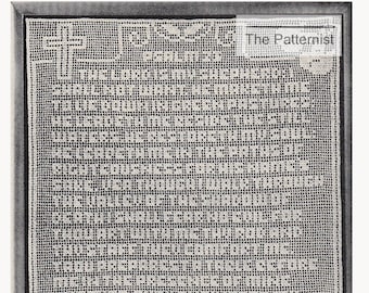 Psalm 23 Filet Crochet Pattern The Lord is My Shepherd Wall Hanging or Curtain Christian Cross Motif Vintage PDF Digital Download SKU 23-3