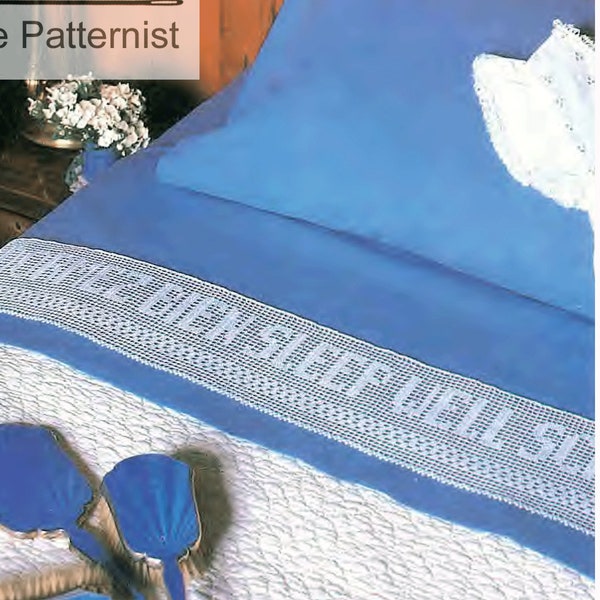 PDF Crochet Pattern for Bedsheet Edging Sleep Well - Bedroom Decor Pattern - Gift to Crochet - Download SKU 112-32