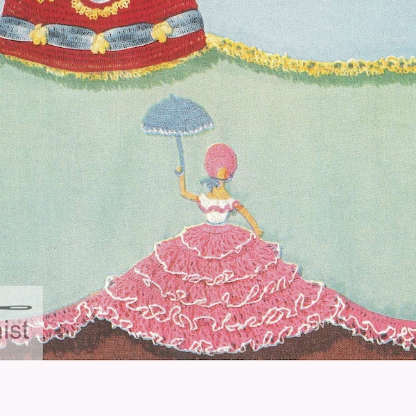 Lady Pillowcase Edgings Pattern - Vintage Crochet Pattern PDF for Fancy Historical Dress Ladies - Download SKU 136-2