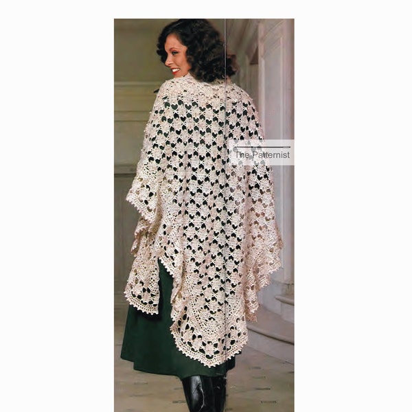 Vintage Crochet Pattern for Triangular Lace Shawl Wrap PDF Instant Download SKU 27-11