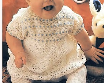 Crochet Baby Dress Pattern PDF - Vintage Pattern for Lacy Infant Dress Baby Clothes - Baby Shower Gift PDF Download SKU 112-11