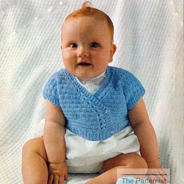 Baby Bolero Infant or Newborn Vintage Knitting Pattern Reproduction Wrap Cardigan Sweater PDF Instant Download SKU 1-3