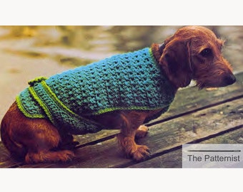 Dog Coat Vintage Crochet Pattern Puppy Sweater Bulky Yarn SKU 53-12c