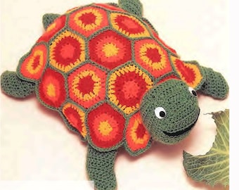Crochet Pattern for Turtle Toy - Vintage Stuffed Animal Crochet Pattern PDF Download SKU 112-14