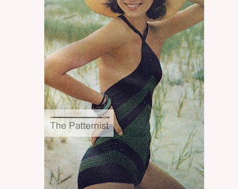 Vintage Crochet Pattern for Bathing Suit PDF - One-Piece Swimsuit Crochet Pattern - Crochet Patterns for Women - Download SKU 98-6