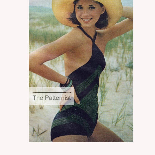 Vintage Crochet Pattern for Bathing Suit PDF - One-Piece Swimsuit Crochet Pattern - Crochet Patterns for Women - Download SKU 98-6