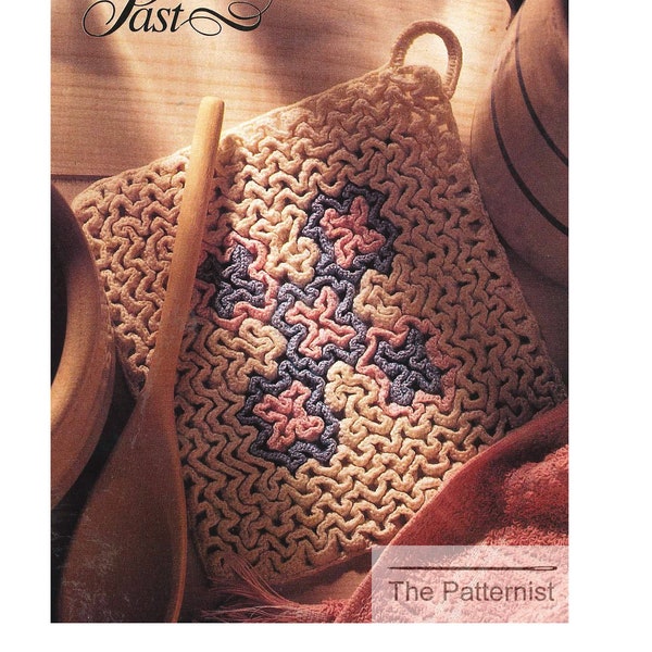 Hot Pad Pattern - Vintage Crochet Pattern PDF Download - Kitschy Wavy Crocheted Hot Pad - SKU 145-1