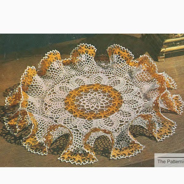 Napperon à volants Crochet Motif vintage des années 1950 Taille 20 Crochet Coton 17" Diamètre PDF Téléchargement instantané SKU 71-4