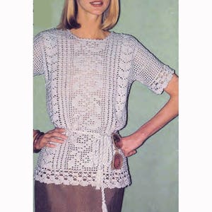 Vintage Crochet Pattern for Filet Crochet Tunic Summer Blouse Women's ...