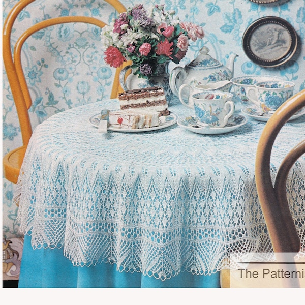 Vintage Knitting Pattern for Circular Tablecloth - Round Tablecloth Knitting Pattern - PDF Digital Download SKU 101-3