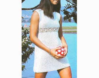 Vintage Häkelanleitung für Teen oder Petite Damen Sommerkleid ärmelloses Sommerkleid Büste 30 32 34 PDF Digital Download SKU 30-2