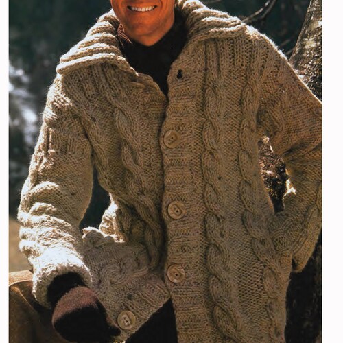 Men's Cable Cardigan Knitting Pattern 
