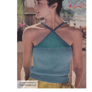 Halter Top Vintage Knitting Pattern Sleeveless Summer Blouse 70s PDF Instant Digital Download SKU 26-2