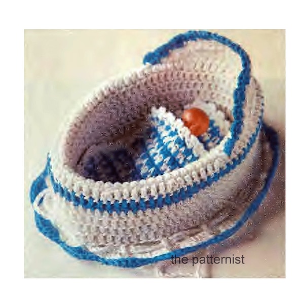 Vintage Crochet Pattern for Doll Bed Converts to Purse Cradle Handbag Bag For Up To 5" Doll PDF Download SKU 45-12