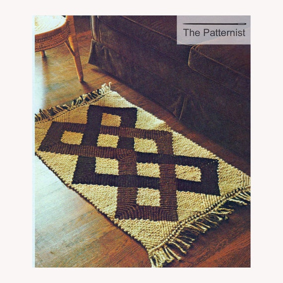 Vintage Macrame Pattern For Rug With Diamond Cross Cross Motif Etsy