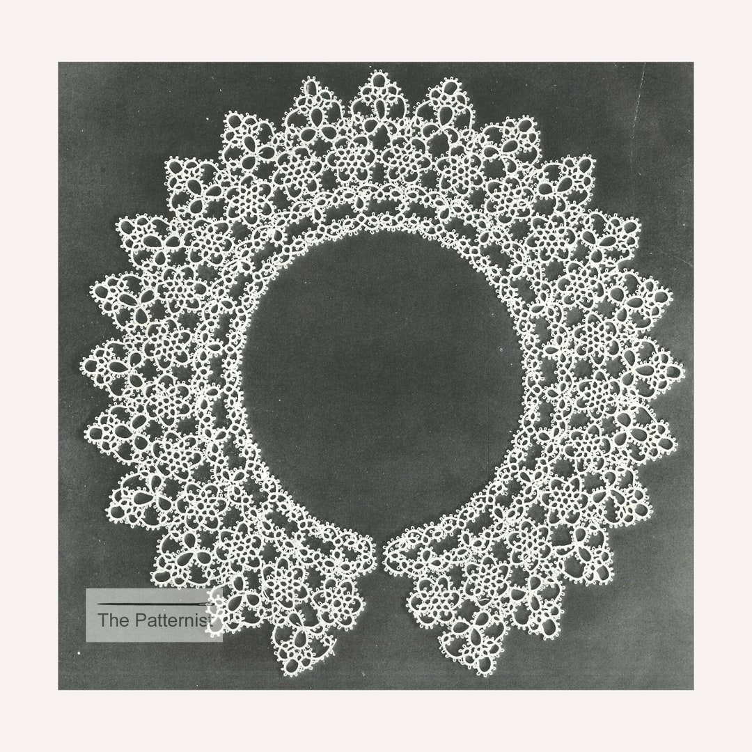 Vintage Tatting Pattern for Collar Neckline Detail for Dress to Tat