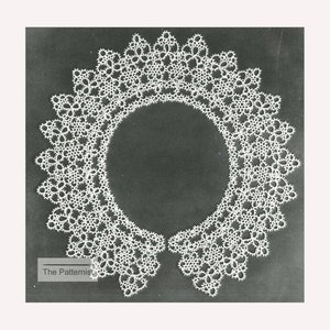 Vintage Tatting Pattern for Collar - Neckline Detail for Dress to Tat - Tatted Collar Pattern - PDF Download SKU 129-6