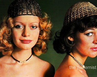 Vintage Crochet Pattern for 70s Glitter Cap Boho Hat Retro PDF Instant Download 11-7