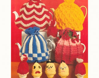 Knitting Pattern and Crochet Pattern for Tea Cosies and Egg Cosies Vintage 70s Tea Cosy PDF Instant Download SKU 117-2