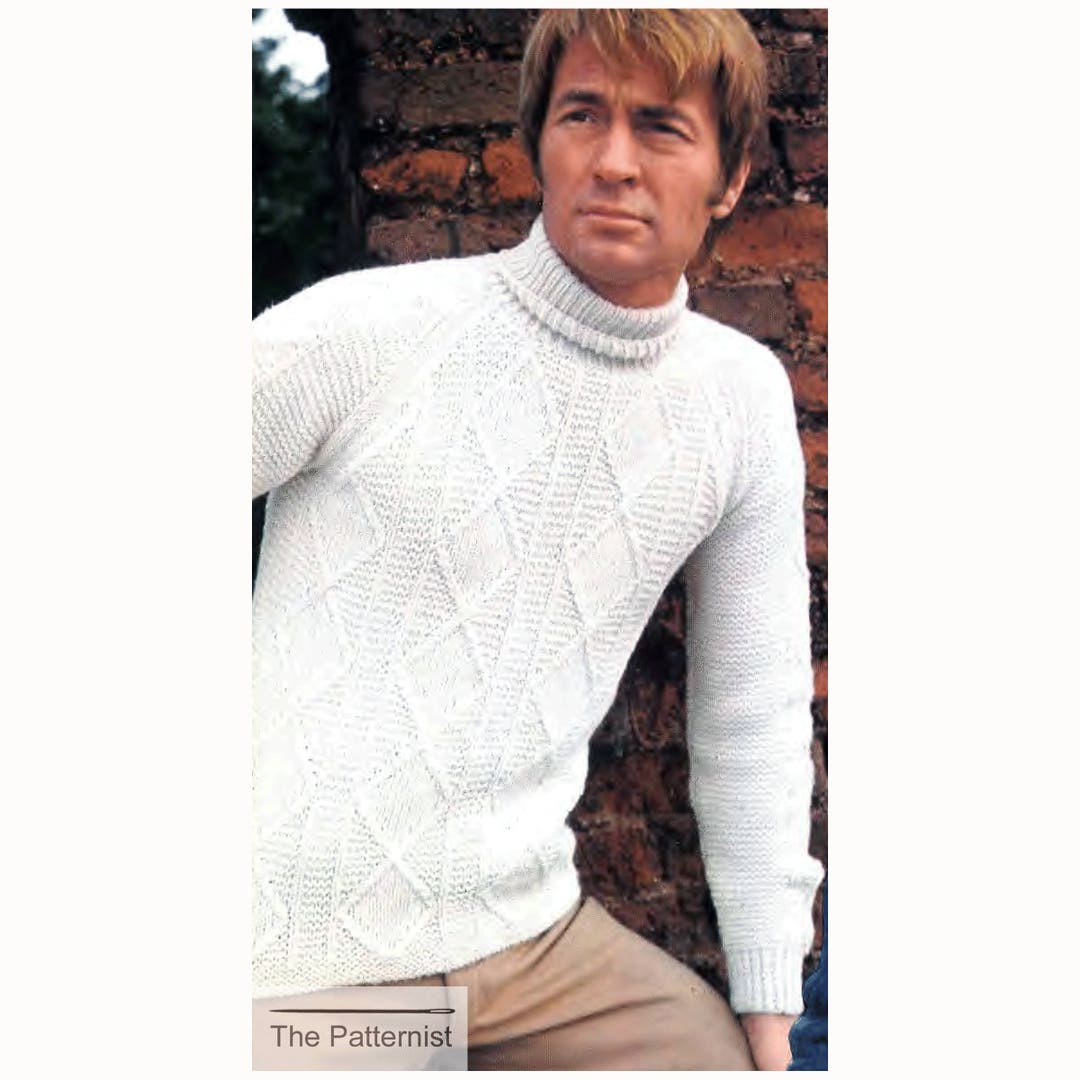 PDF Vintage Knitting Pattern for Men's Turtleneck Sweater - Etsy