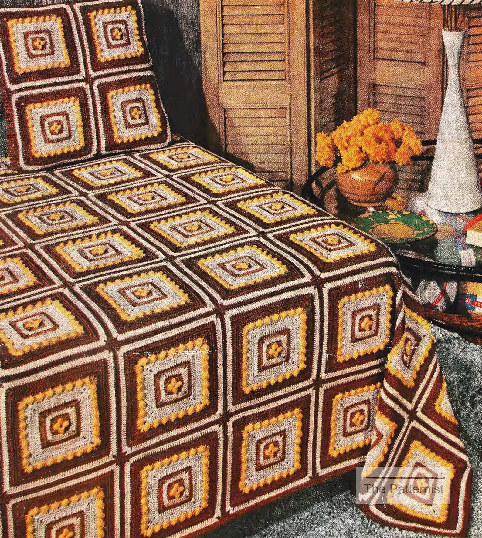 Granny Square Bedspread Crochet Pattern Vintage MidCentury Etsy