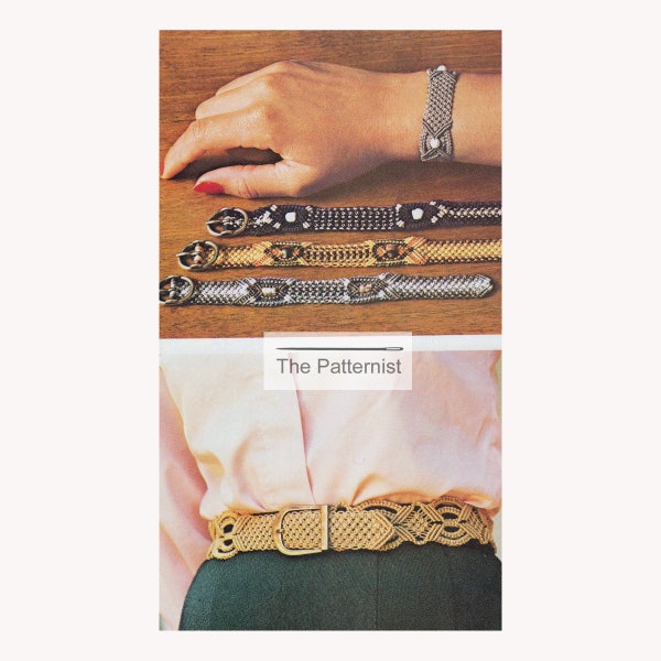 Vintage Macrame Pattern for Bracelet & Belt - Macrame Wrist Strap Pattern - Macrame Jewelry Pattern - PDF Download SKU 104-6