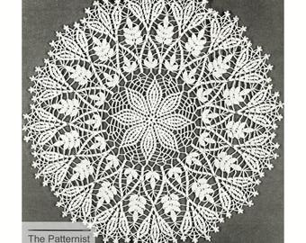 Vintage Doily Pattern - Vintage Crochet Pattern for Flower & Fern Doily Placemat Table Mat 16" Diameter PDF Instant Download SKU 16-4