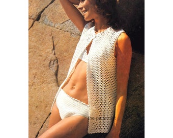 Bikini Crochet Pattern with Sleeveless Cover-Up PDF Download Bathing Suit Swimsuit Vintage 70s Bust 32 34 36" Size 5 Crochet Cotton SKU 46-4
