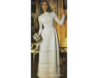 Reproduction de modèle de tricot vintage pour robe de mariée robe de mariée avec bonnet casque buste 31,5 à 36" PDF Téléchargement instantané SKU 31-5