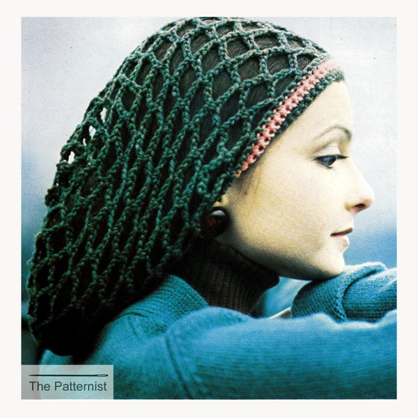 Vintage Snood Crochet Pattern PDF Download Boho Slouch Hat Hair Net Accessory Dreadlocks Wrap SKU 11-4