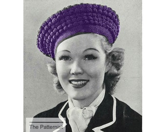 Vintage Crochet Pattern 1930s Women's Tam Hat PDF Instant Download SKU 5-7