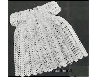 Baby Crochet Pattern Lacy Dress Vintage 50s Size 3 Months to 9 Months PDF Instant Download SKU 48-2