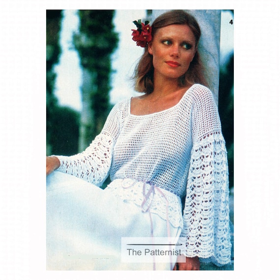 Women's Vintage Crochet Pattern for Bell Sleeve Summer | Etsy