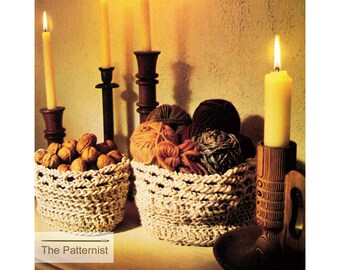 Baskets Crochet Pattern Organizers Yarn Holder Bulky Cotton Yarn Vintage 1970s PDF Instant Download SKU 15-18