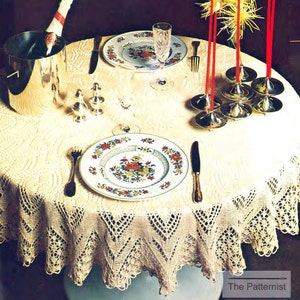 Circular Tablecloth Knitting Pattern Vintage Round 52 inch Diameter Row by Row PDF Instant Download sKU 49-9 image 1