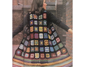 Women's Boho Vest Crochet Pattern PDF Bust 34 to 36" Granny Square Waistcoat Hippie Vintage 70s Instant Digital Download SKU 12-1