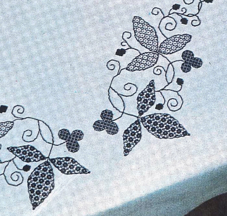 PDF Vintage Spanish Blackwork Tablecloth Embroidery Pattern 47 Etsy
