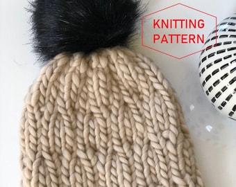 Digital Knit Pattern, Beanie pattern, super bulky, chunky, instant download, knit toque, knit hat pattern, PDF download