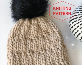 Digital Knit Pattern, Beanie pattern, super bulky, chunky, instant download, knit toque, knit hat pattern, PDF download