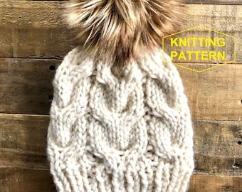 Digital Knit Pattern, hat knit pattern, super bulky, instant PDF download, knit toque, knit hat, cable knit hat pattern, beanie