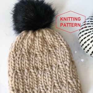 Digital Knit Pattern, Beanie pattern, super bulky, chunky, instant download, knit toque, knit hat pattern, PDF download