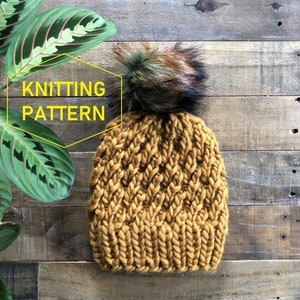 Digital Knit Pattern, hat knit pattern, super bulky, chunky, instant download, knit toque, knit hat, PDF download, cable knit hat