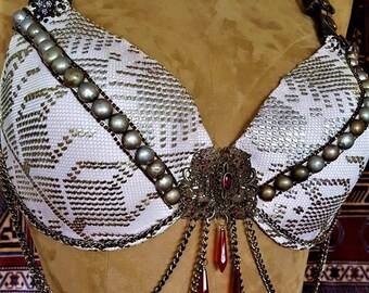 FOR CUSTOM ORDER, Blush Pink and Gold Assuit, Assiut, Belly Dance Bra, Rose Gold, Very Vintage, Tribal Fusion, Egyptian, Tribaret, Burlesque