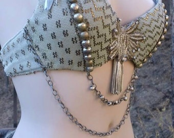 For CUSTOM ORDER, Vintage, Belly Dance ,Bra OR Belt, , Handcrafted, Pro Quality, Uniquely Yours. Assuit, Assiut, Sage Green