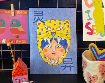 Panthère - Print A5 en risographie